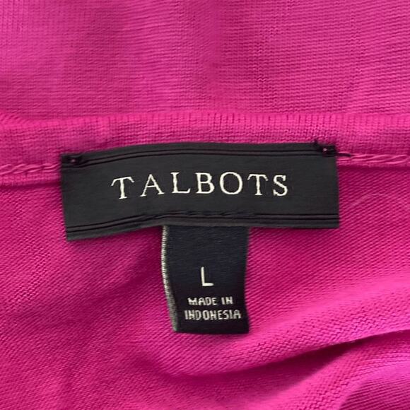 Talbots Tank Top Women's Large Hot Pink Fuchsia V Neck Pleated Shoulders Chic - Picture 3 of 9